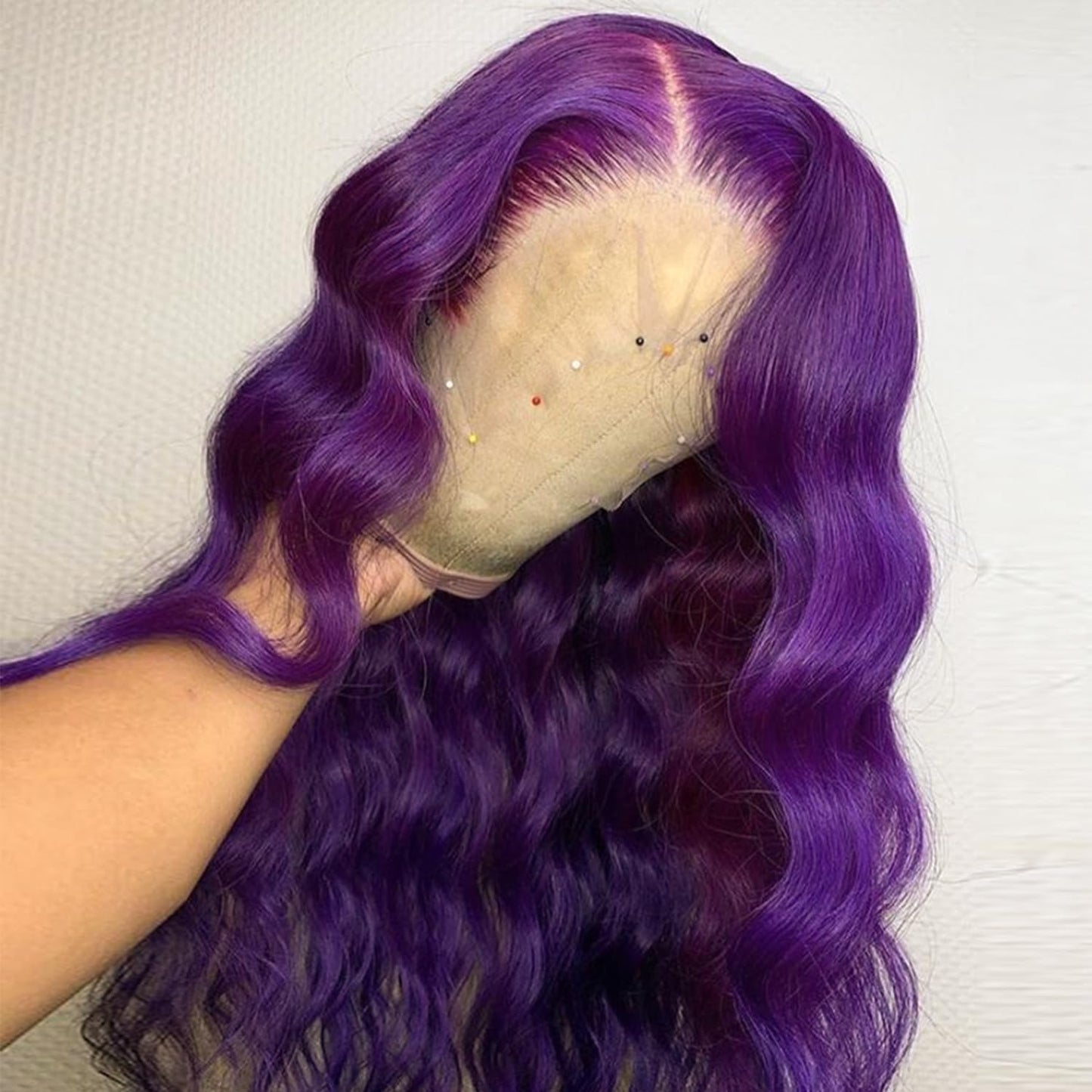 Missyvan Purple Body Wave 13x4 Lace Frontal Wigs HD Lace Front Wigs Glueless Pre Plucked Bluish Violet Glueless Wigs 28 Inch Soft Hair Natural Hair Line Baby Hair Heat Resistant