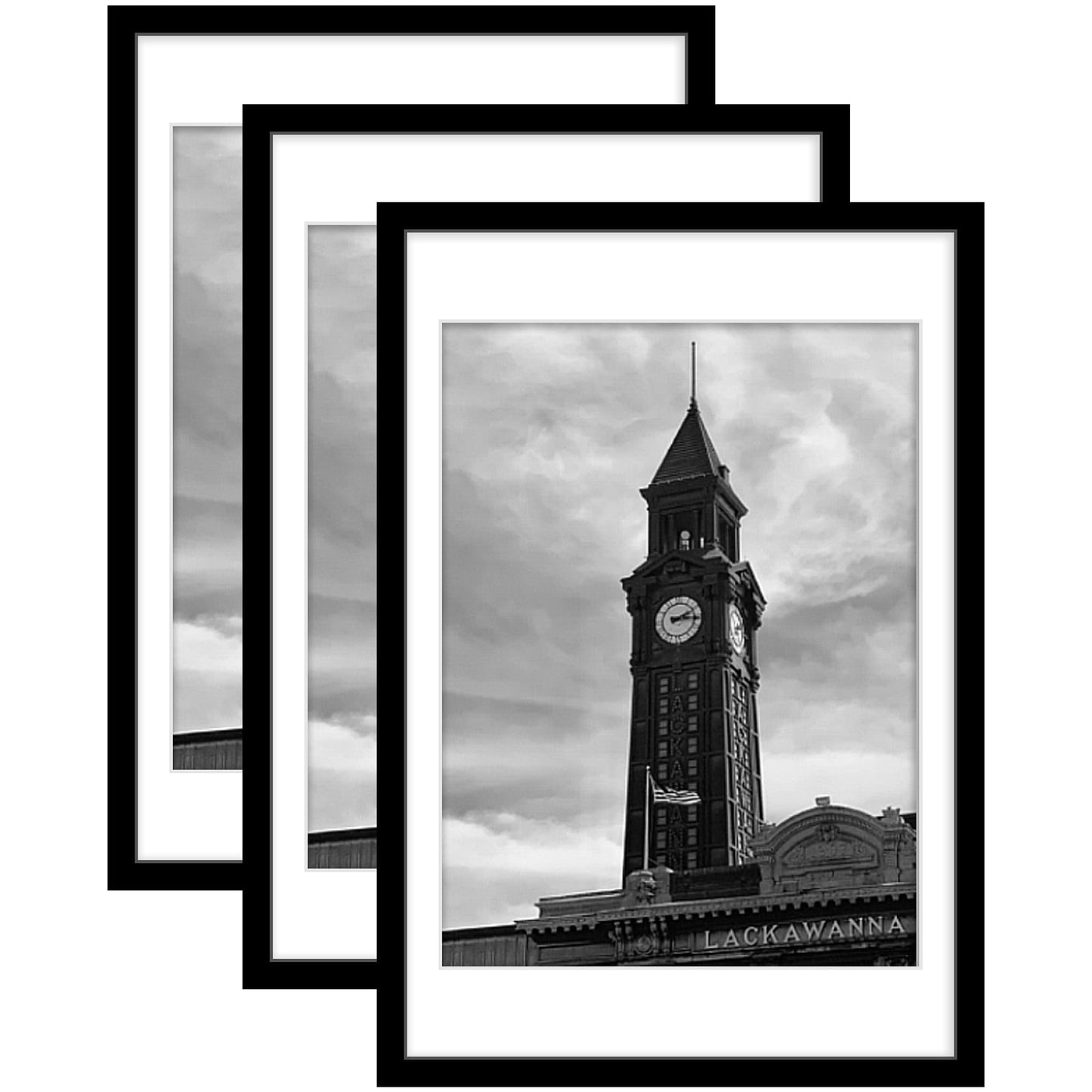 Wiscet 20x30 Picture Frame Set of 3, Display Pictures 18x24 with Mat or 20 x 30 Poster Frame without Mat, Wall Gallery Photo Frames, Black