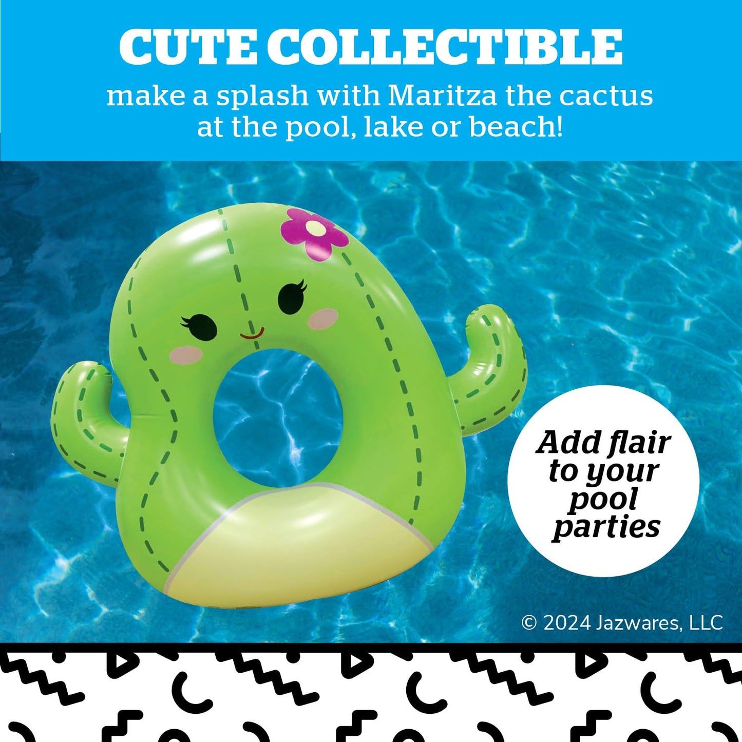 BigMouth x Squishmallows Original Large Inflatable Pool Float, Swim Ring for Adults and Kids, Pool Party Supplies & Water Toys - Maritzia The Cactus