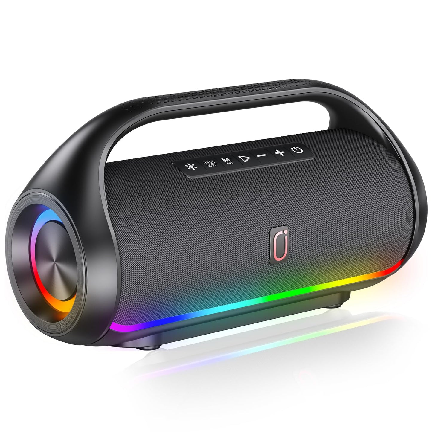 HWWR Bluetooth Speaker, IPX5 Waterproof Portable Bluetooth Speaker with Powerful Bass & LED Lights, Loud Stereo Wireless Speaker for Home Party, Beach, Outdoor Camping, Support USB/TF Card/AUX/TWS