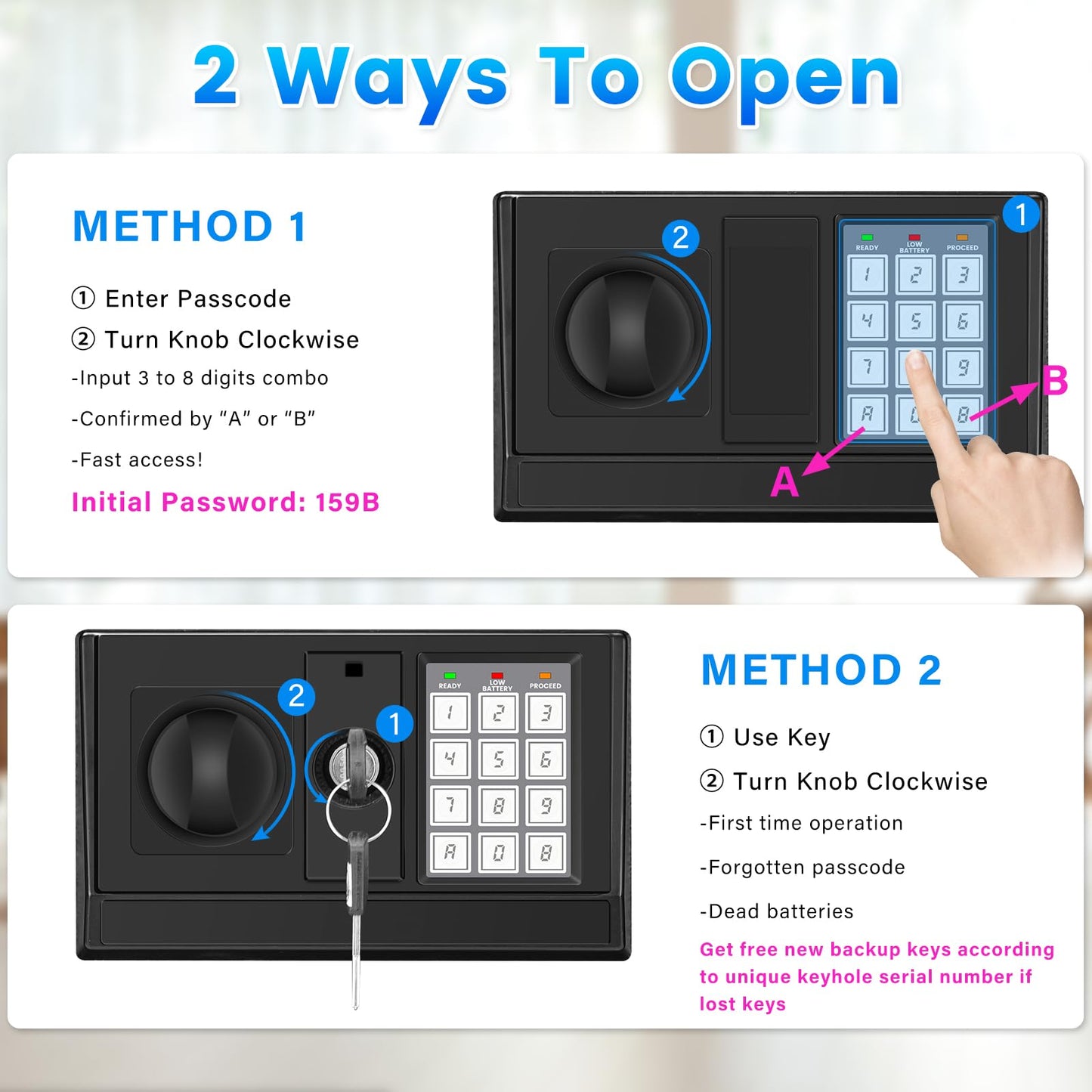 3.3 Cuft Safe Box, Home Safe with Fireproof Waterproof Bag, Anti-Theft Digital Security Lock Box with Smart Alert System, Removable Shelf, Mute Function, Personal Document Safes for Money Jewelry