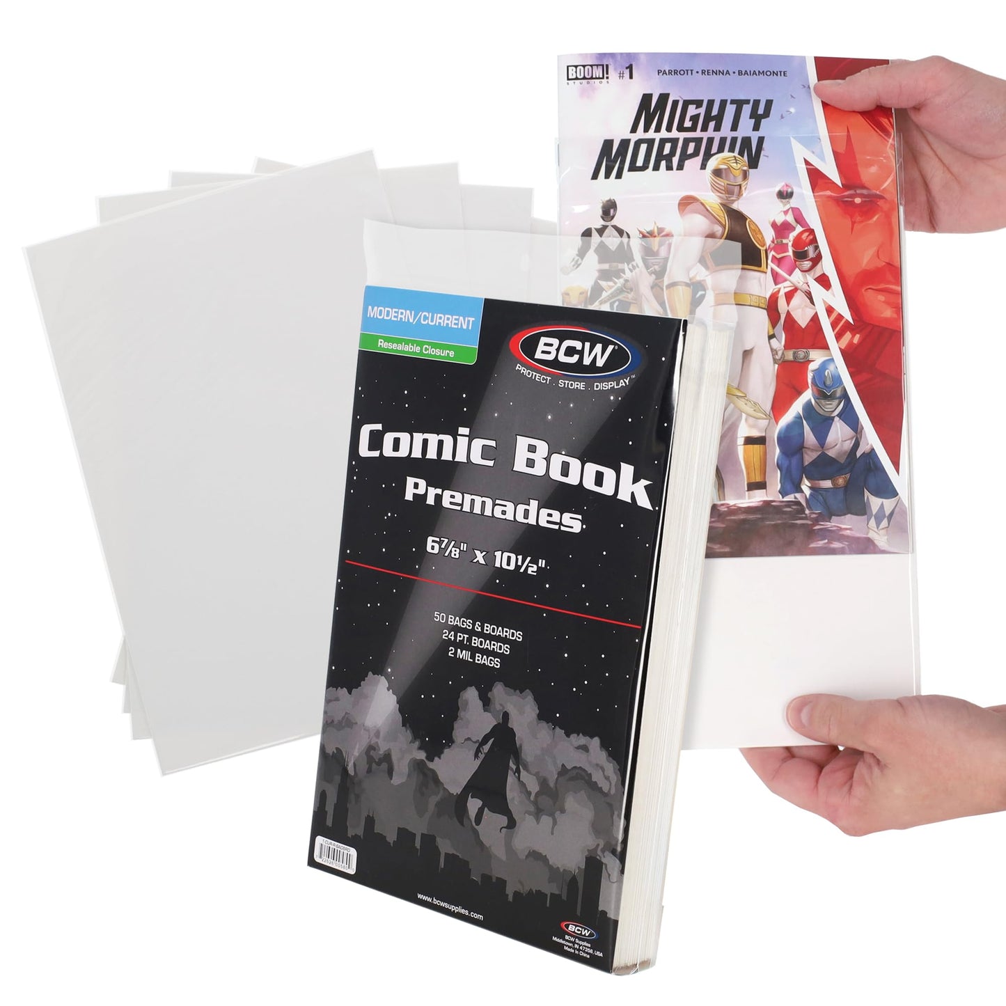 BCW Current Resealable Comic Bags & Boards | Preloaded Sleeves & Backer Boards for Modern Comics (100 Pack)