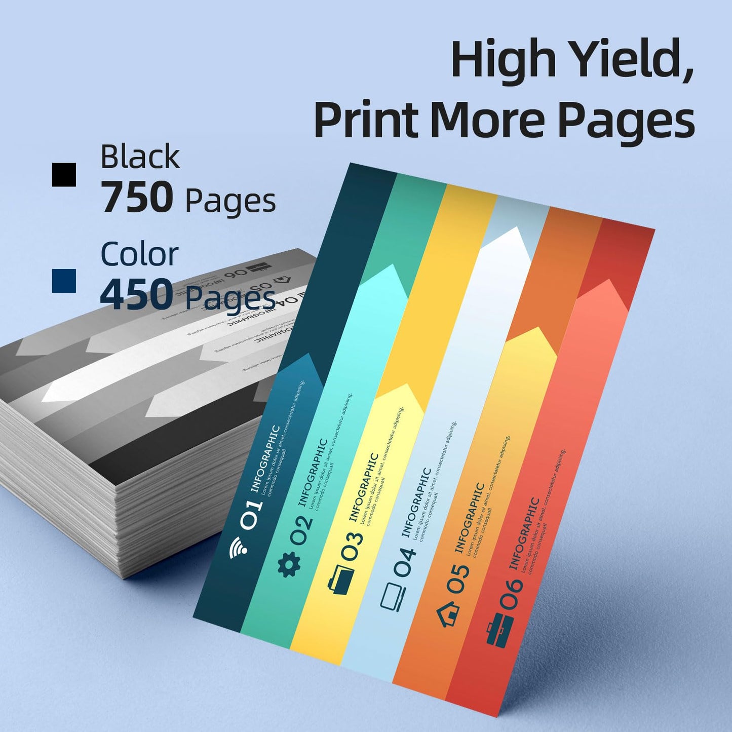 63XL Printer Ink for HP 63XL Ink Cartridges Combo Pack Black and Color Replacement for HP Ink 63 Fit for Officejet 3830 4650 5255 5258 Envy 4520 3634 Deskjet 1112 2132 3630 Printer (2 Pack)