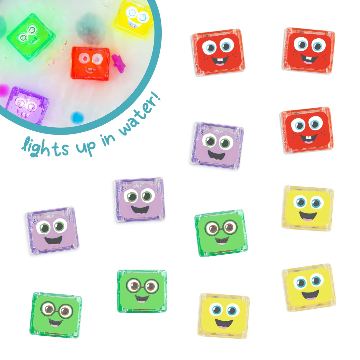 Glo Pals Water-Activated Light-Up Cubes for Sensory Play – 12 Pack