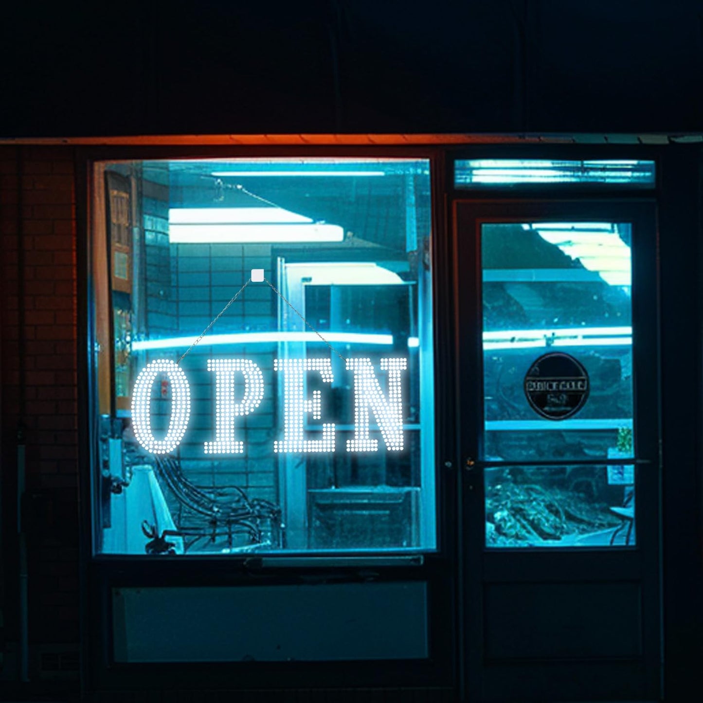 Flashing LED Open Signs for Business, 40" x 14" Super Bright Light Up Open Sign with Remote, Flashing with 14 Scene Modes for Hanging Behind Storefront Windows