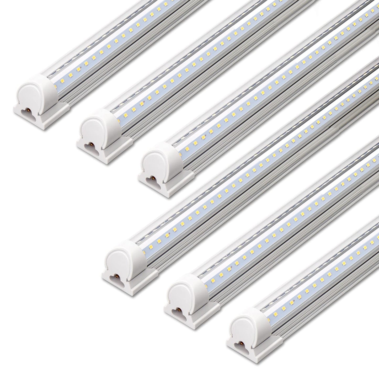 Barrina LED Shop Lights, 40W 5500LM 5000K, 4FT Integrated Fixture, V Shape,T8 Light Tube, Daylight White, Clear Cover, High Output, LED Shop Lights for Garage Warehouse Workshop Basement (Pack of 6)