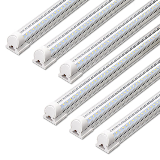 Barrina LED Shop Lights, 40W 5500LM 5000K, 4FT Integrated Fixture, V Shape,T8 Light Tube, Daylight White, Clear Cover, High Output, LED Shop Lights for Garage Warehouse Workshop Basement (Pack of 6)