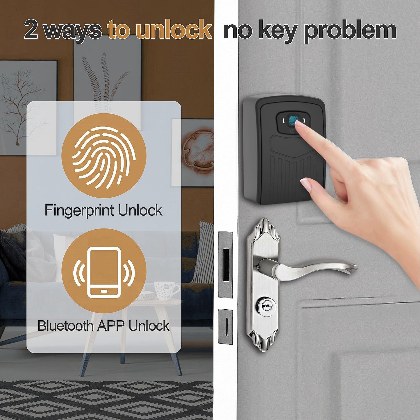 Smart Fingerprint Key Lock Box, Remote Access Realtor Lock Box for Keys, APP Control Key Lockbox for Outdoor, Can be Opened Abroad