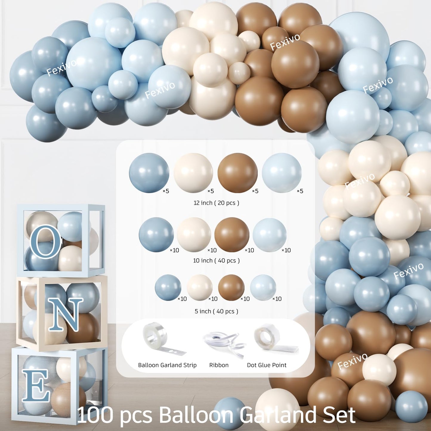 232 Pcs Beary First Birthday Decorations, Teddy Bear One Year Old Birthday Balloon Garland, Banners, Baby First Teddy Bear Backdrop, Plates and Napkin Set 2 Pcs Bear Tablecloth Blue Brown and White