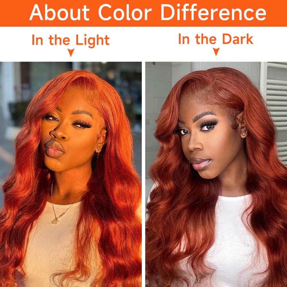 Reddish Brown Lace Front Wigs Human Hair Pre Plucked 13x4 Body Wave Glueless Wigs Human Hair Auburn Colored Human Hair Lace Front Wigs HD Lace Frontal Human Hair Wigs With Baby Hair 26 inch