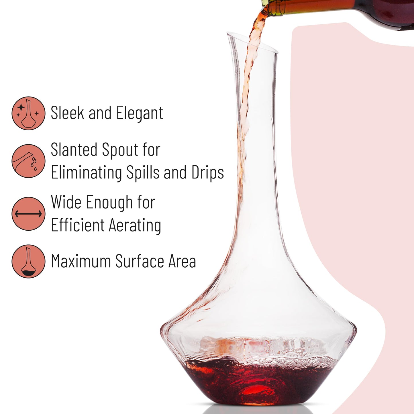 BTaT- Wine Decanter with Stopper, Hand Blown Crystal Glass, Red Wine Decanter Set,