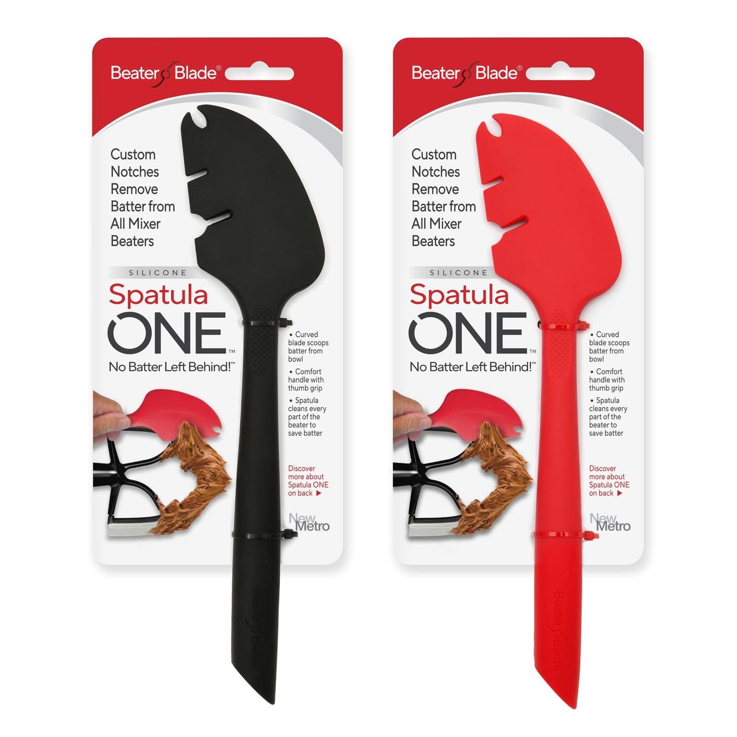 Silicone Spatula ONE Mixer Beater Scraper and Spatula Set, Cherry Red & Black
