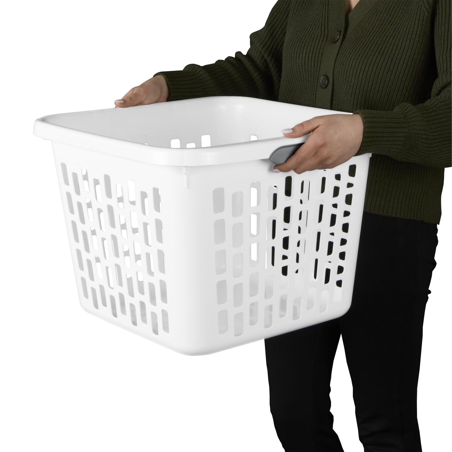 Sterilite 6-Pack 1.5 Bushel Capacity Square Laundry Basket, White – Plastic Clothes Hamper Storage with Ventilated Rectangular Holes & Large Comfort Grip Handles for Easy Carry