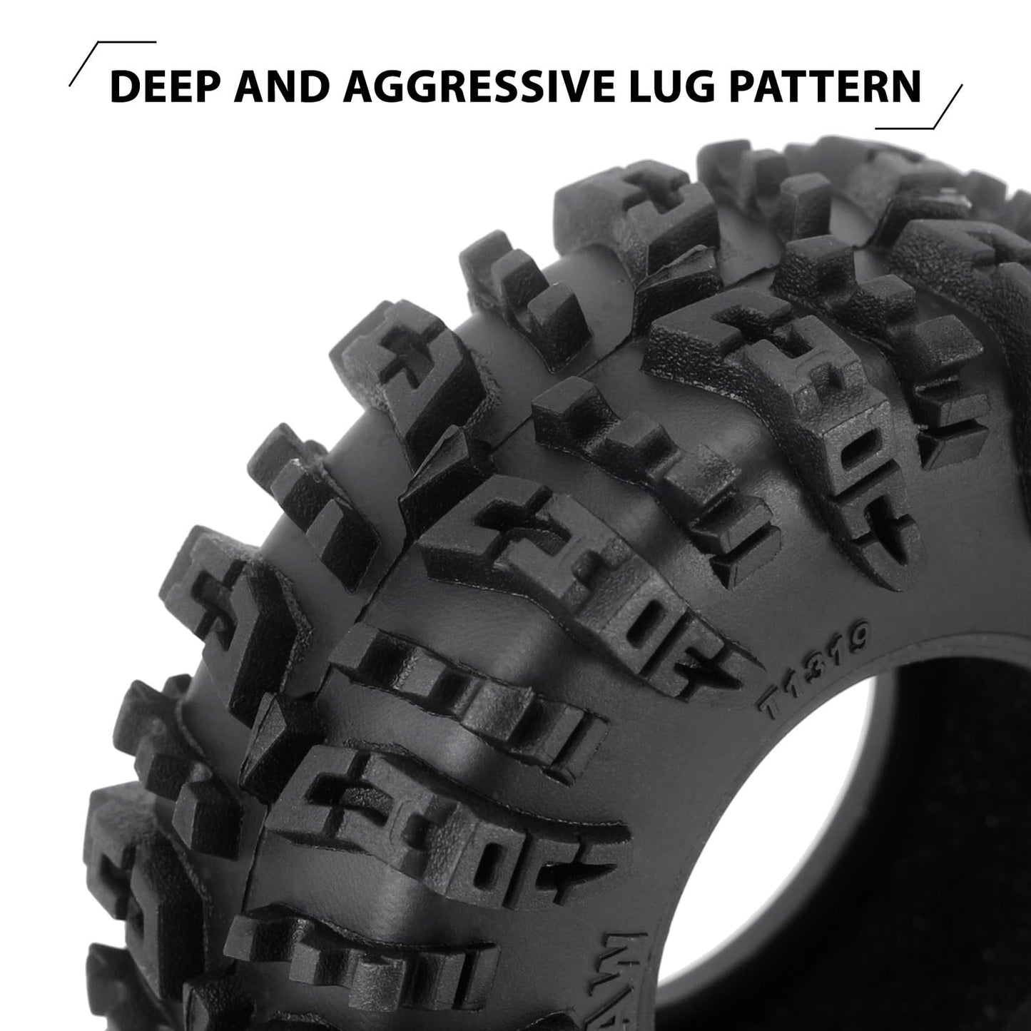 INJORA 1.3" Wheel Tires Set - S5 Swamp Claw Mud Terrain Tires and Aluminum Wheel for 1/18 1/24 SCX24 TRX4M Upgrade RC Crawler Car