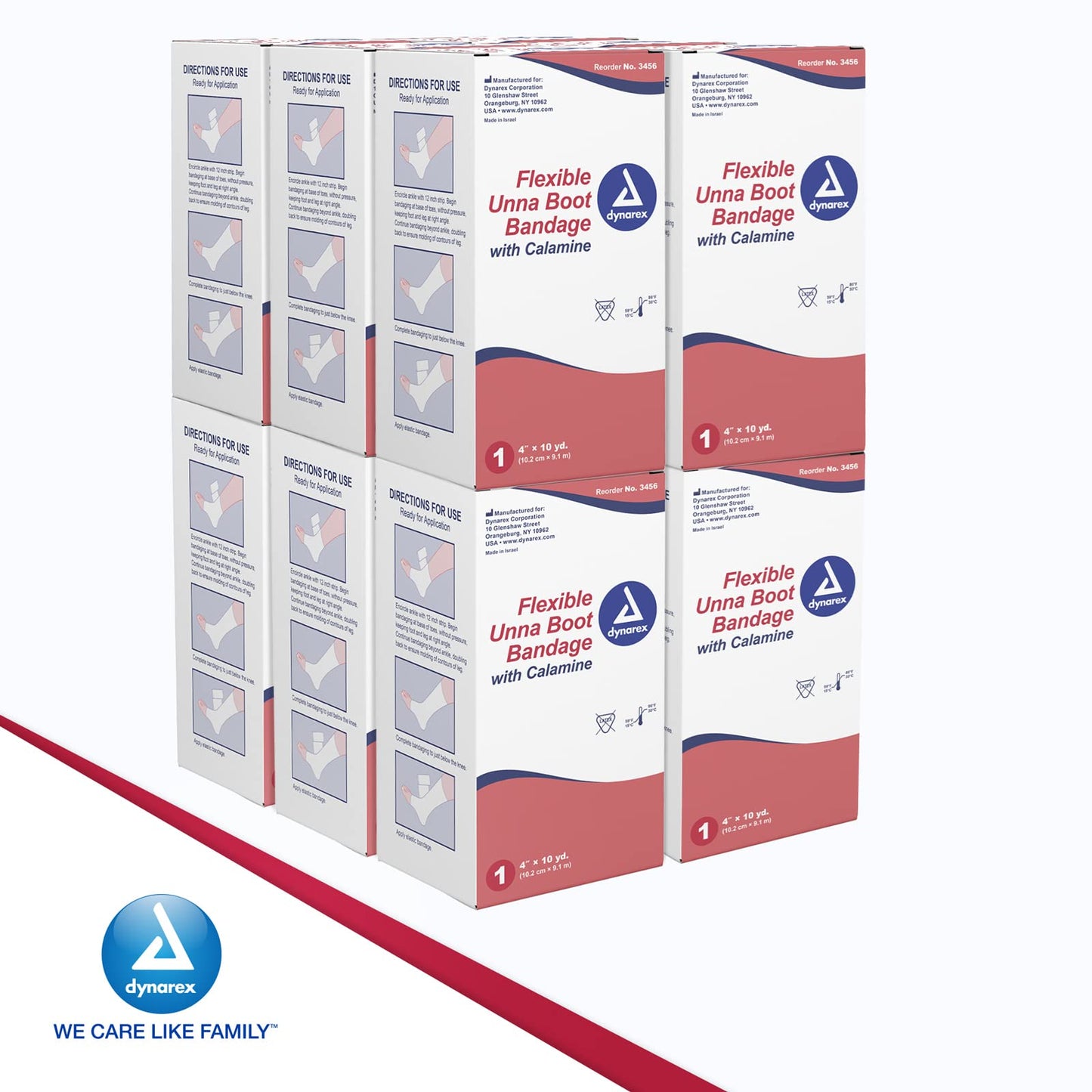 Dynarex Unna Boot Bandage, Compression for Leg Ulcers with Calamine, Soft Cast, White, 4” x 10 yds, 1 Case of 12, Individually Packaged (Packaging May Vary)