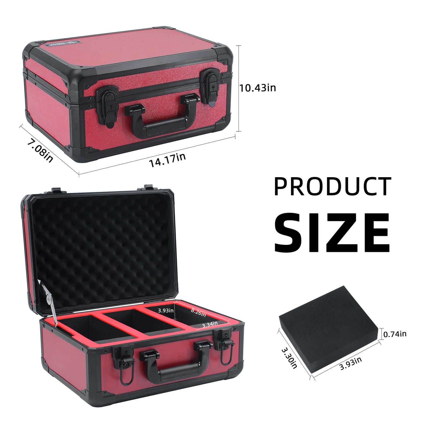UHZBTEC Graded Card Storage Box; Durable Sports, PSA Card Storage Case- Trading Card Storage Box - PSA Slab Case For Top Loaders (RED, 14.17x11.2x7 inches)