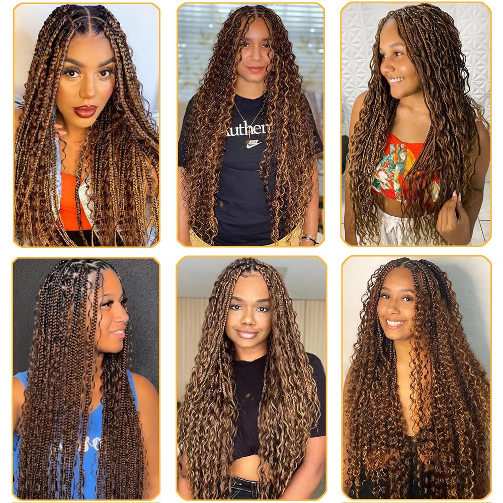 Human Braiding Hair for Boho Knotless Braids Bulk 16Inch Curly Bundles Human Hair for Micro Braiding Wet and Wavy Water Wave No Weft Human Hair Extension for Box Boho Braids 100g with 4/27# 16Iinch