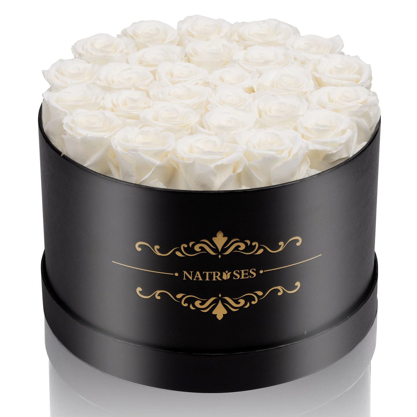 NATROSES 27 Piece Forever Preserved Roses in a Box, Preserved Flowers for Delivery Birthday, Flowers Roses Gifts for Her (White)