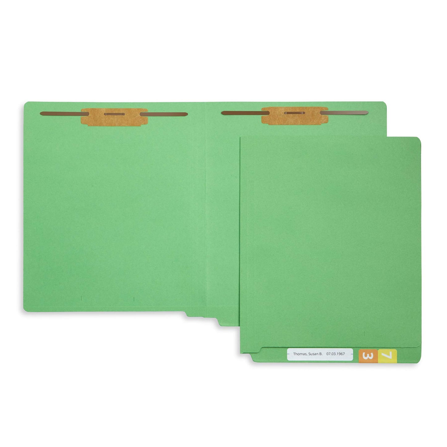 50 Green End Tab Fastener File Folders - Reinforced Straight Cut Tab - Durable 2 Prongs Designed to Organize Standard Medical Files, Receipts, Office Reports, and More - Letter Size, Green, 50 Pack