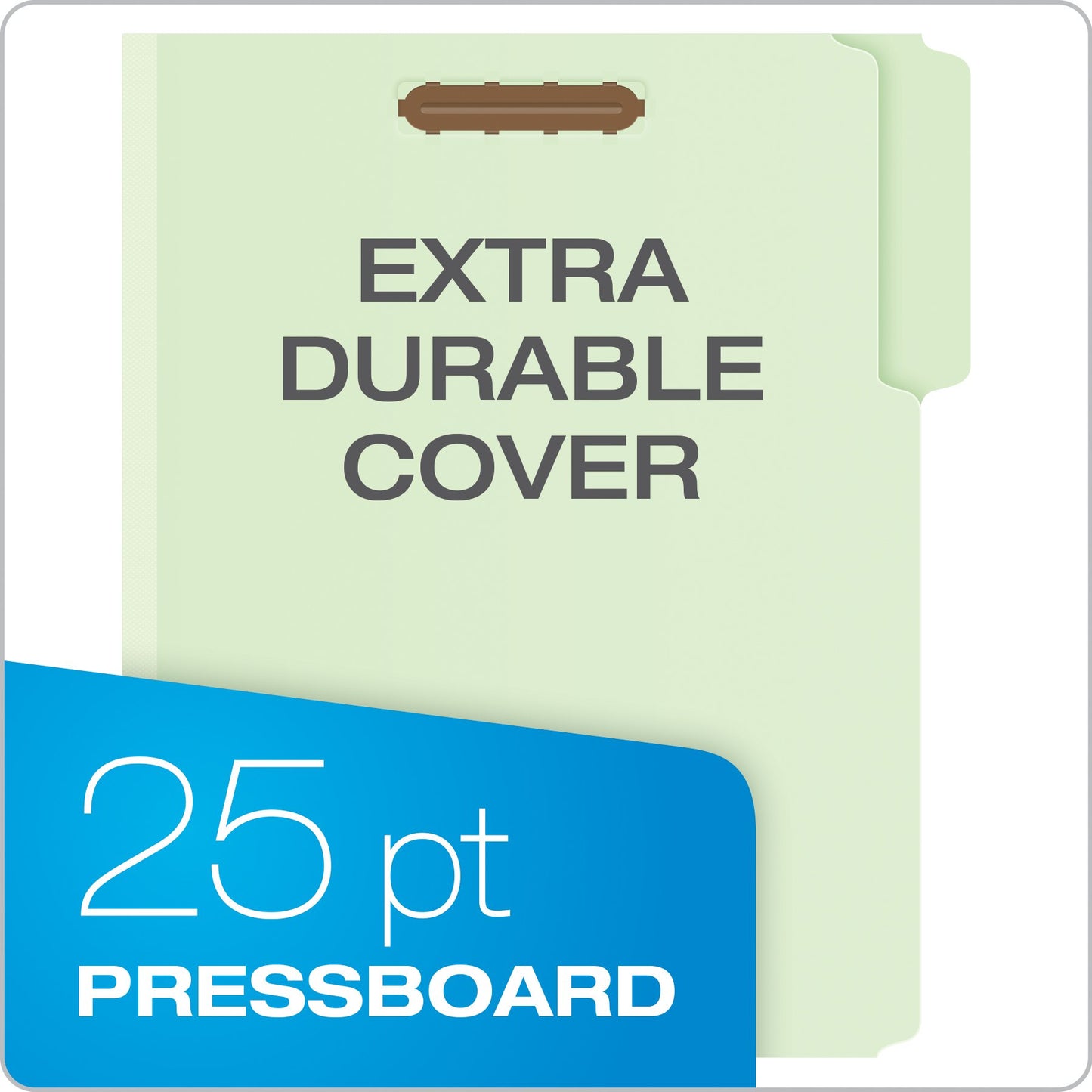 Pendaflex Pressboard Fastener Folders, 2 Fasteners, Letter Size, Light Green, 1" Expansion, 1/3-Cut in Left, Right, Center Positions, 25 Per Box (17178EE)