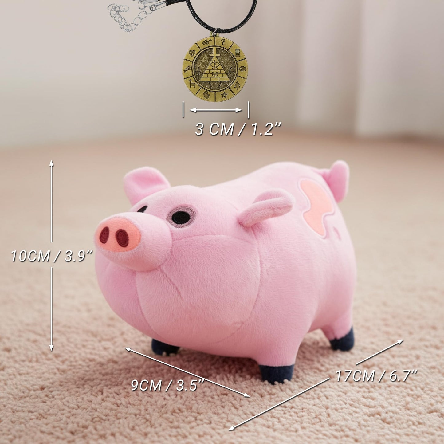 VIYRDOK Waddles Plush Gravity Pink Pig with Pendant, Cute Merch Animal for Kids Adult, Falls Gift Halloween