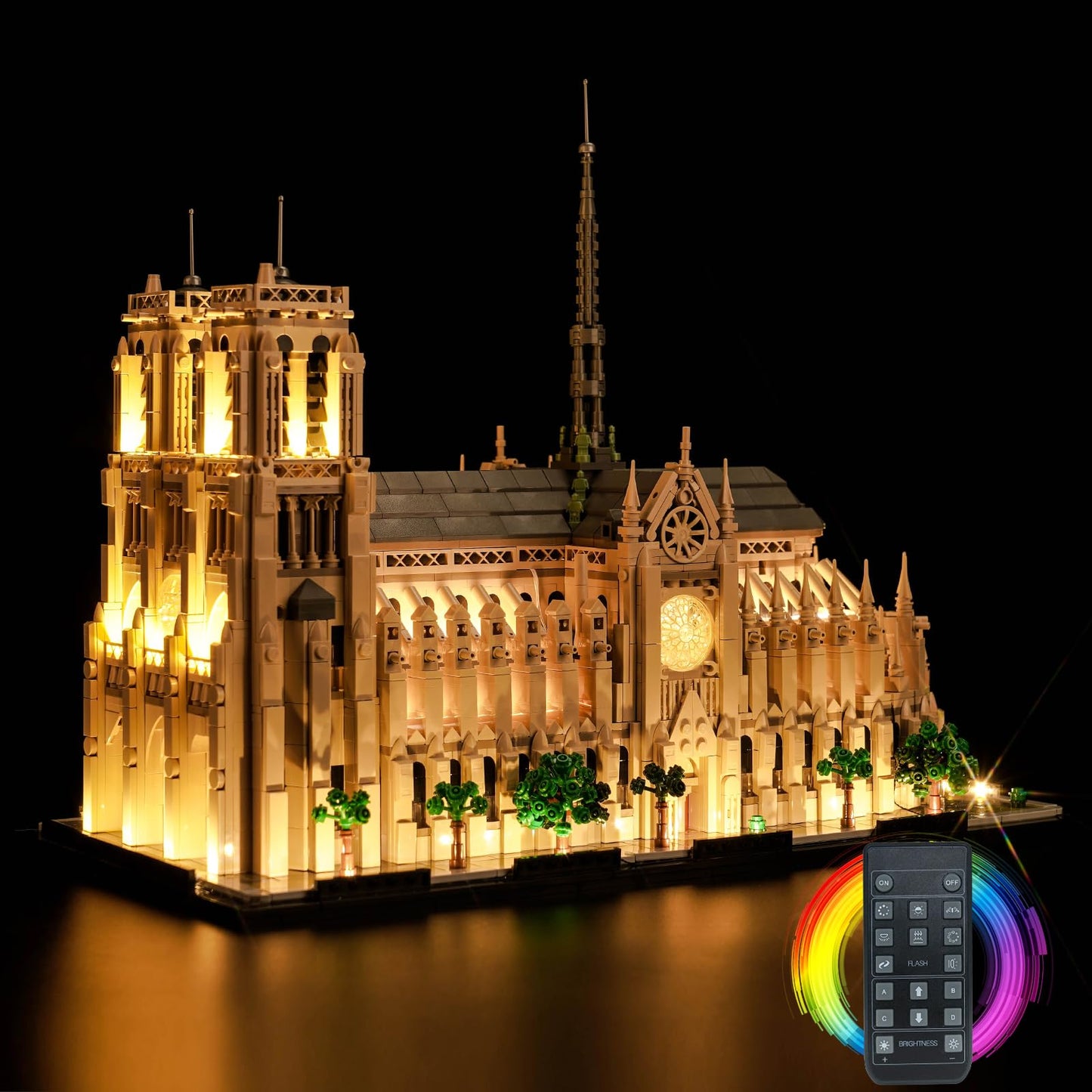 LocoLee Light Kit Compatible with Lego Notre Dame Cathedral Architecture 21061, Creative Lighting Set Accessories Compatible with Lego Paris Notre Dame 21061 Set, No Models Only Light (RC Version)
