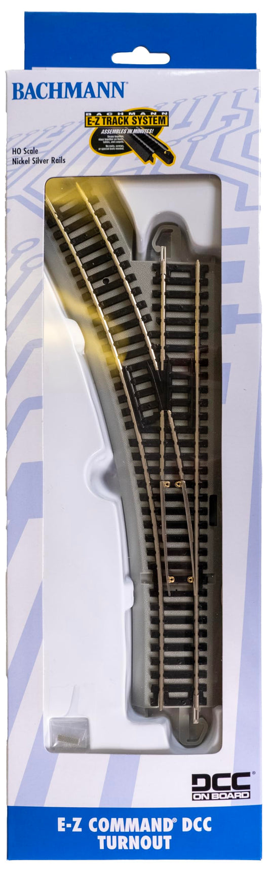 Bachmann Trains - E-Z COMMAND DCC EQUIPPED TURNOUT – LEFT - NICKEL SILVER E-Z TRACK With Grey Roadbed - HO Scale, Medium
