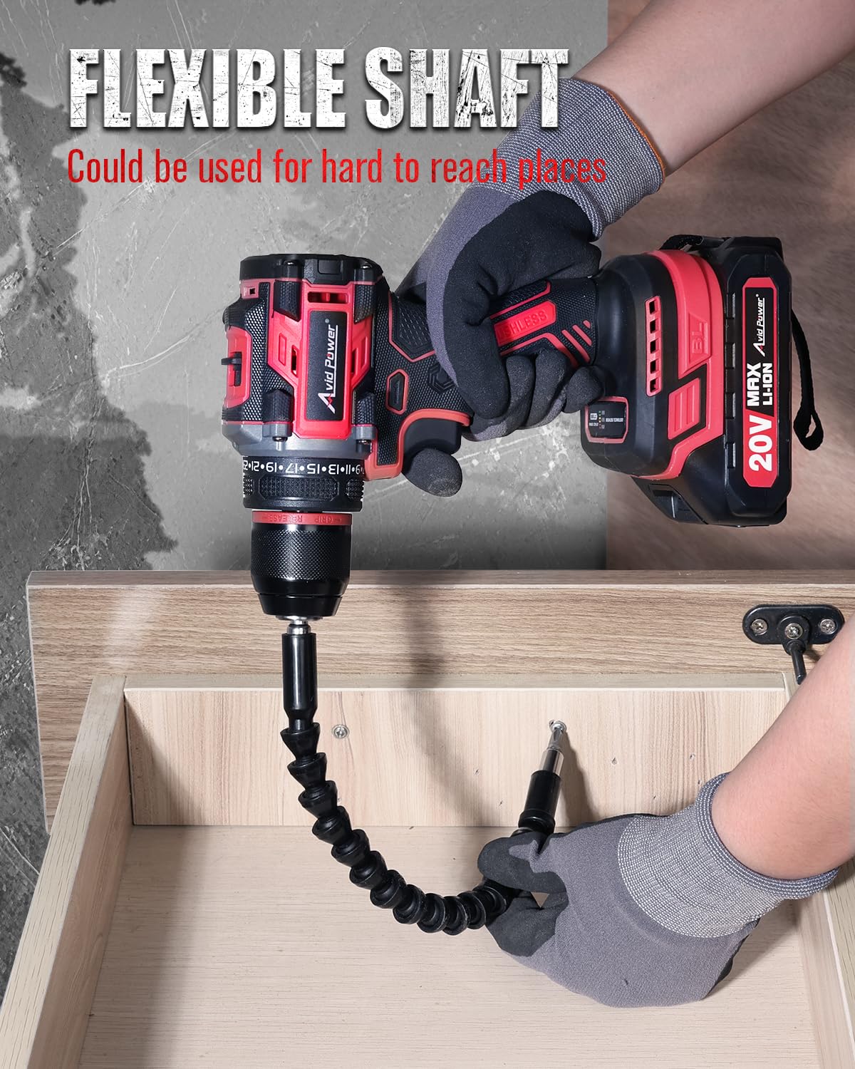 AVID POWER Brushless Power Drill Set, 20V Cordless Drill Driver Kit with 2.0Ah Battery and Charger, 3/8-Inch Metal Chuck, 355 In-lbs Torque, 2-Variable Speed, 26 Position and 22pcs Accessories