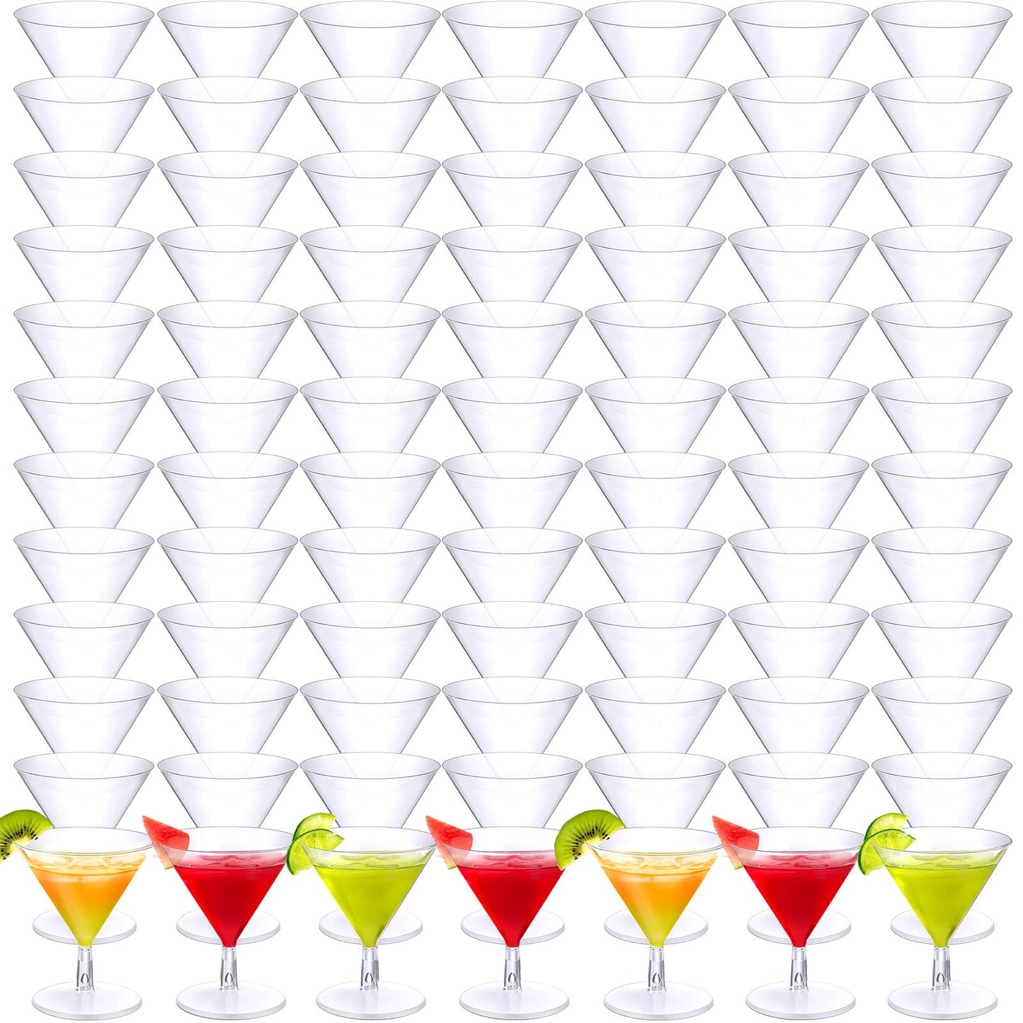 Rtteri 250 Pcs Mini Martini Glasses Plastic 2 Oz Disposable Martini Cups Clear for Weddings Party Wine Cocktails Drinks Desserts(Regular Style)