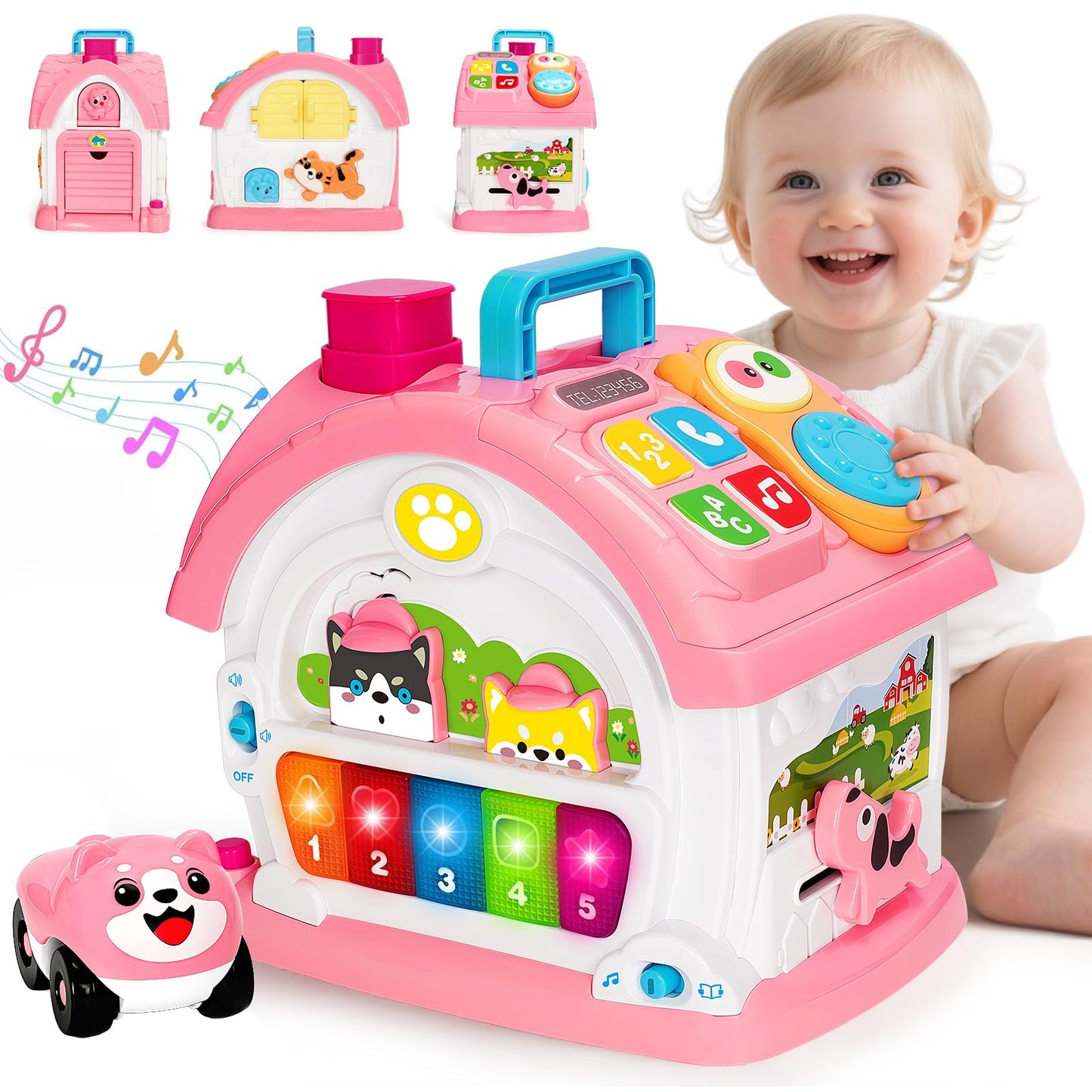 Montessori Toys for 1 Year Old Girls Gifts, Interactive Baby Musical Toy, 10-in-1 Musical Learning House 12-18 Months, First 1st Birthday Girl Gifts, for Toddler Age 1,2,3 Year Old Girl