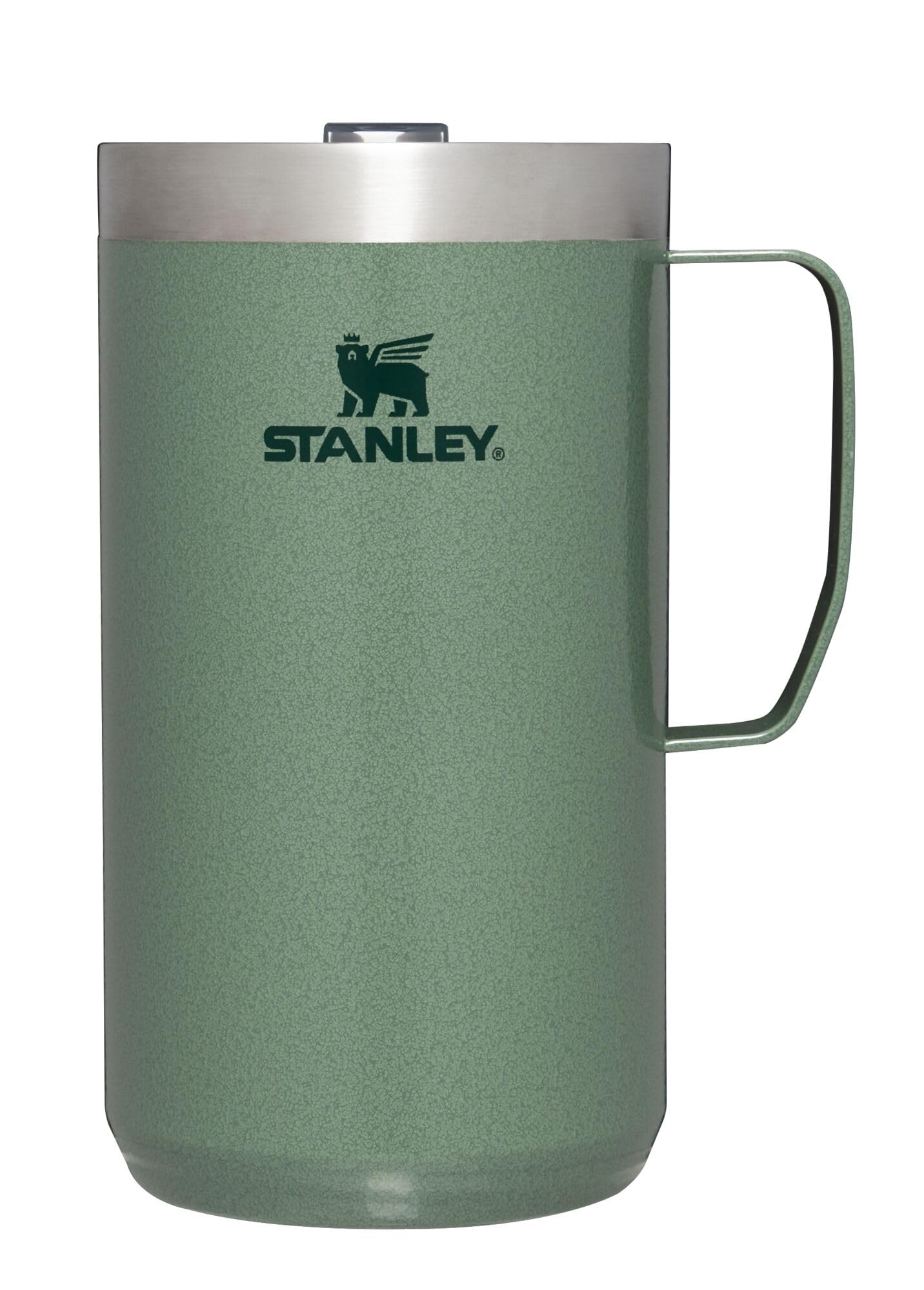 STANLEY Stay-Hot Camp Mug 24 oz | Press Fit Drink Through Lid | Cup for Coffee, Tea and Drinks | Insulated Stainless Steel Coffee Mug | BPA-Free | Hammertone Green