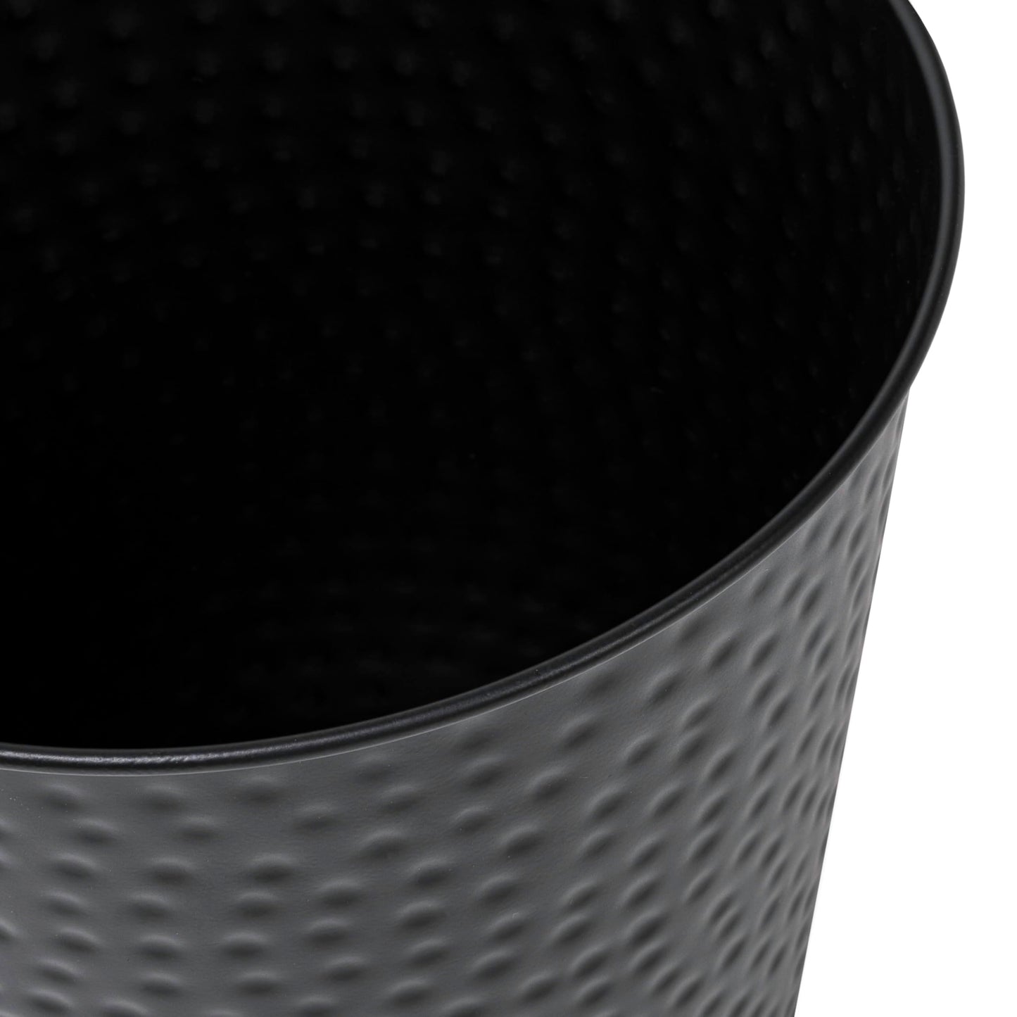 happimess HPM1110A-SET2 Axel Modern Minimalist Hammered Steel 2 Gal Waste Bin for Kitchen, Office, Bathroom, Bedroom, Dorm, Matte Black (Set of 2)