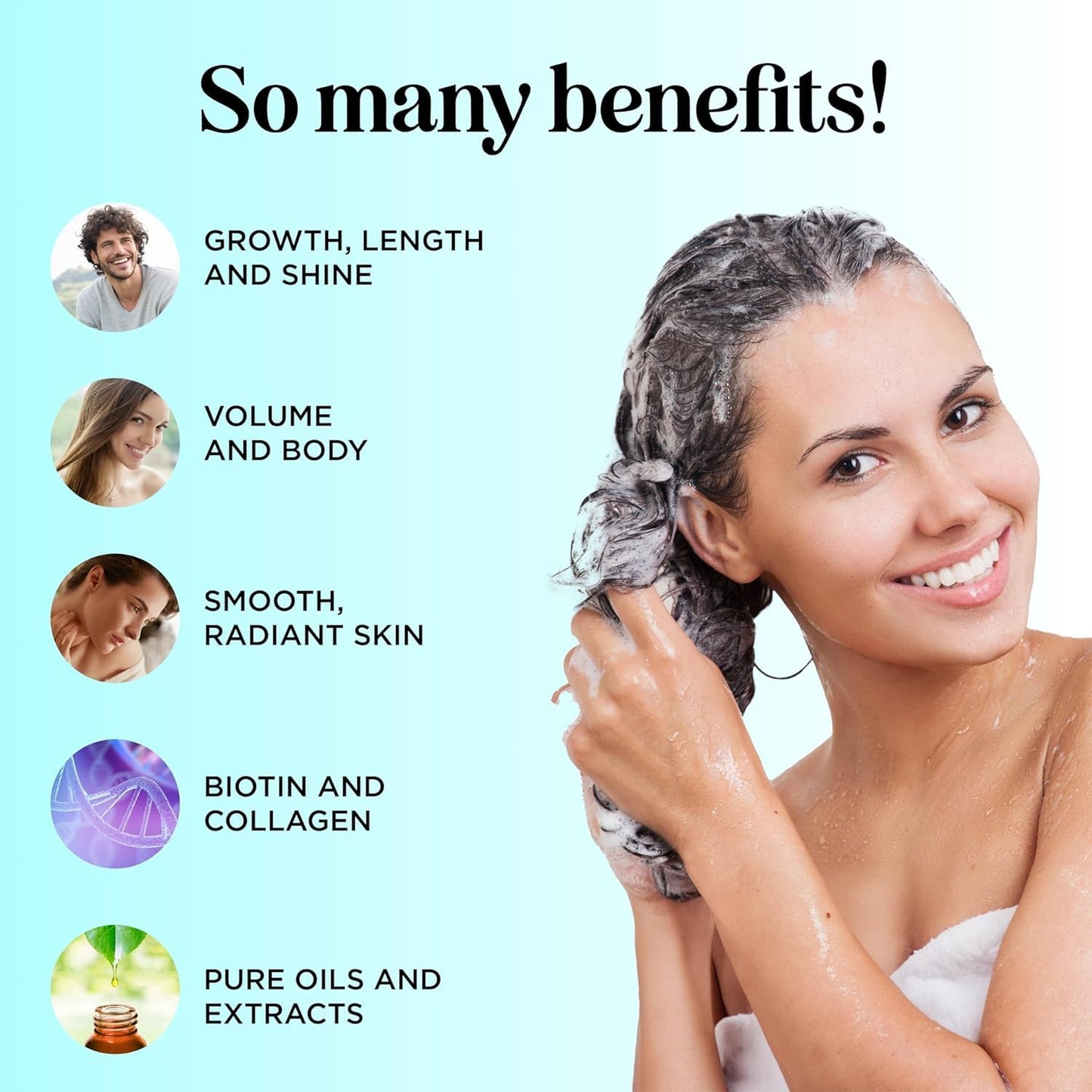 Biotin for Hair Growth Treatment Set - Biotin Shampoo and Conditioner Set Sulfate Free plus Hair Loss Supplement for Women & Men with Saw Palmetto Horsetail Collagen and Keratin (2 Month Supply)