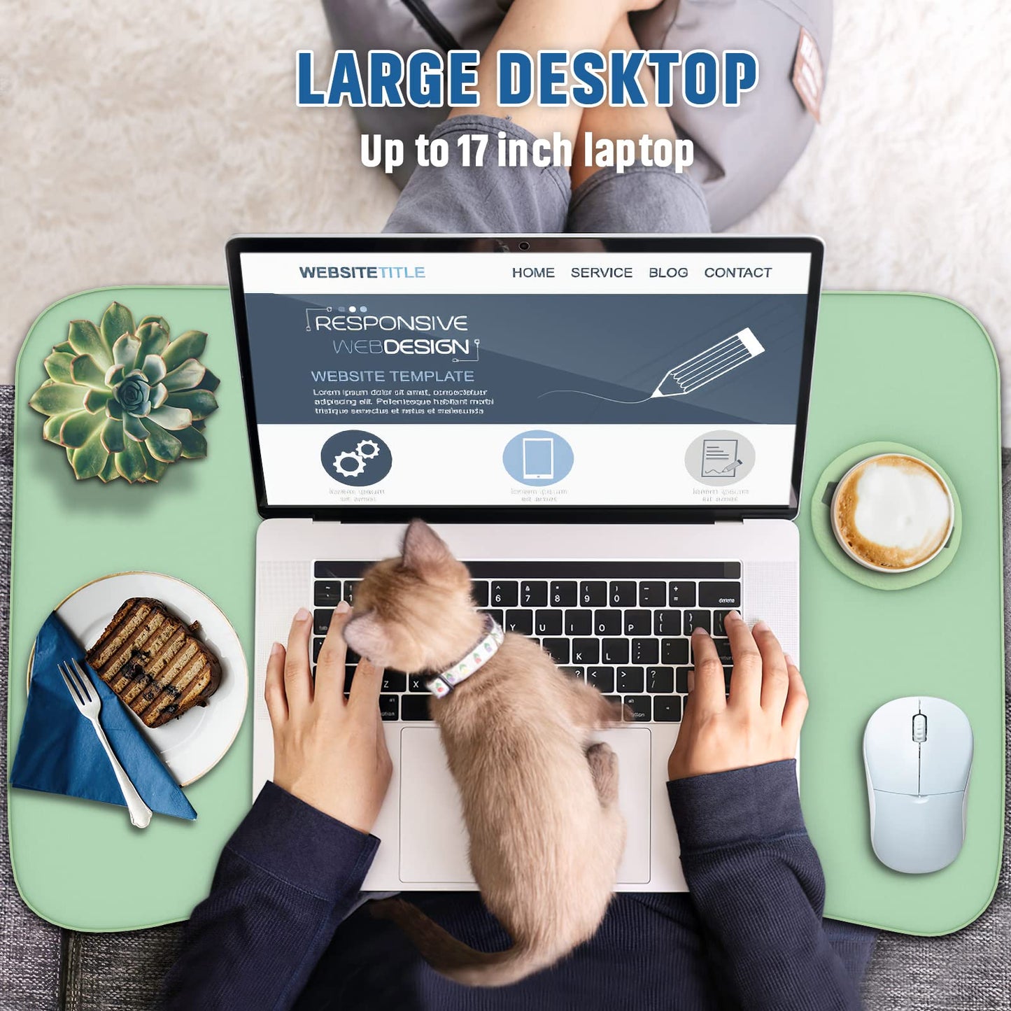 Zapuno Multi-Function Laptop Bed Table with Storage Drawer and Cup Holder, Lap Desk Stand Tray for Eating, Reading and Working