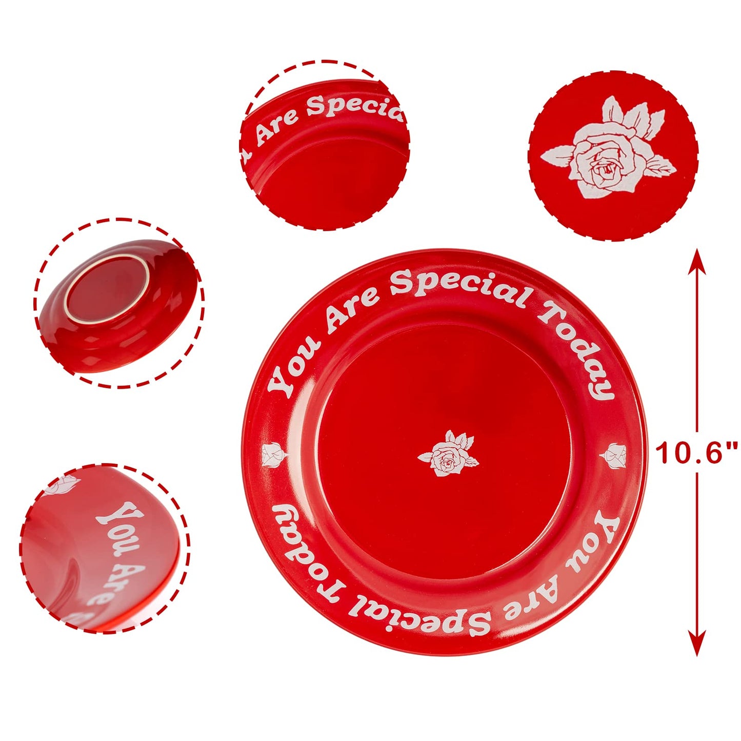 You Are Special Today Red Plate, Unique Ceramic Plate Gifts for Birthday, Wedding, Anniversary, Engagements, Holiday, Party, Graduations, Dinner, Celebration Occasions, Home Decor Keepsake, 10.5"
