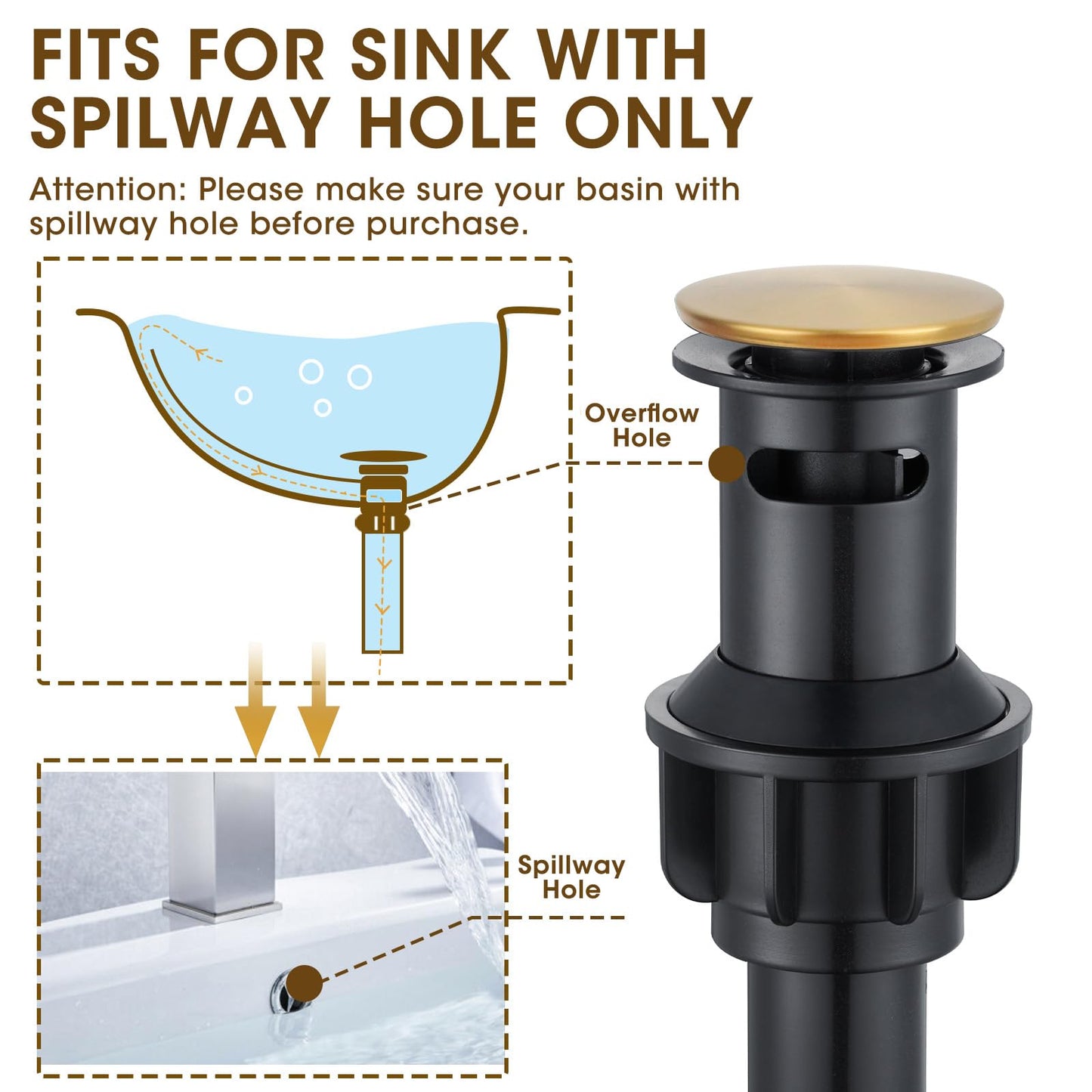 Hangoro Gold Bathroom Faucet, 8 Inch Brushed Gold Bathroom Faucet with Pop-up Drain Assembly, Widespread Sink Faucet with cUPC Supply Lines for Vanity, Lavatory RV Farmhouse Sink(L2304-BG)