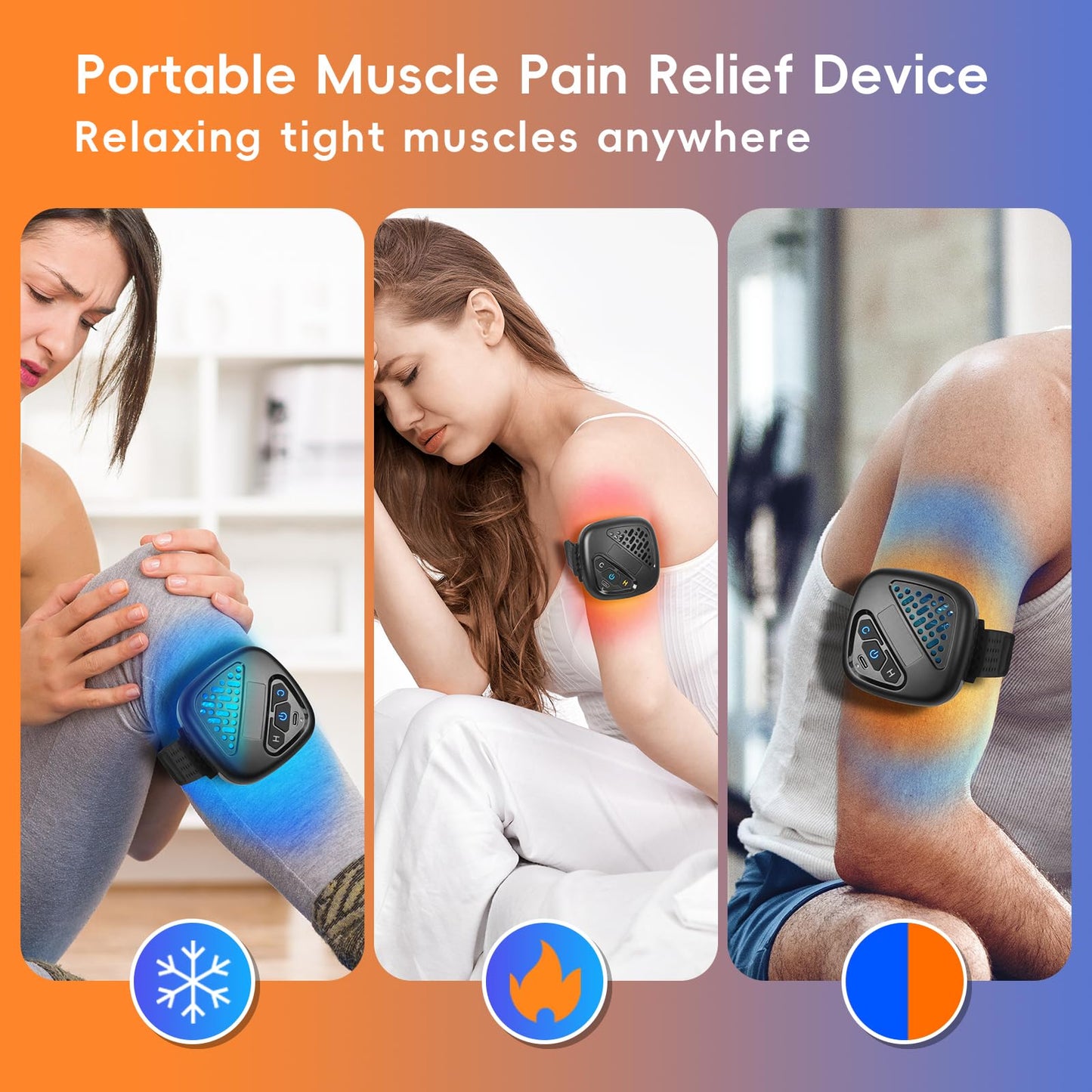 Instant Heat Cold Relief Machine, Portable Heating Pad for Pain Relief, Muscle Relaxer, Contrast Electric Heating Pad Cold Pack, Wearable Cordless Heating Pad for Neck Shoulders Back Arm Leg Knee