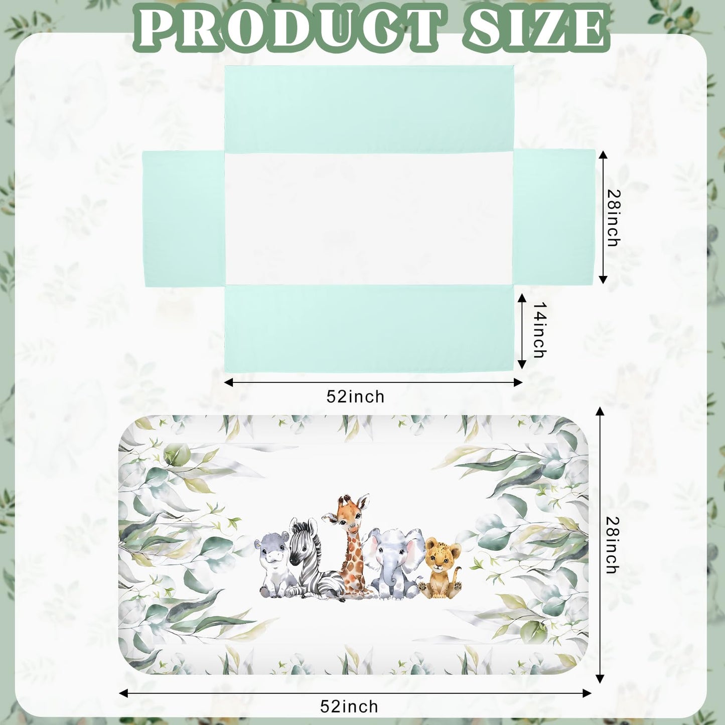 Hahafelt 3 Pcs Baby Crib Bedding Set Safari Animals Dinosaurs Bear Woodland Animals Jungle Crib Set Includes Quilt, Fitted Sheet, Skirt for Baby Boy Girl(Light Blue,Safari)