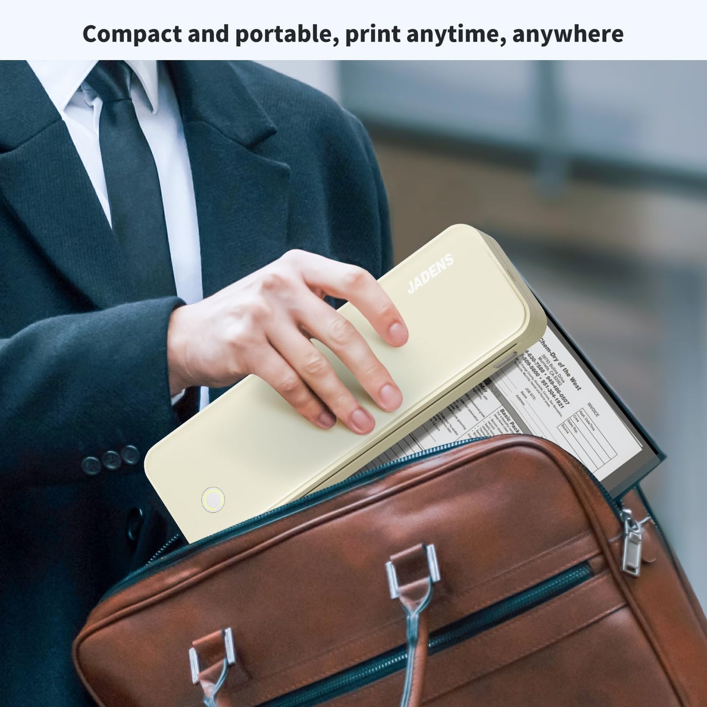 JADENS Portable Printers Wireless for Travel, Thermal Inkless Printer, Support 8.5" X 11" Thermal Paper(Yellow)