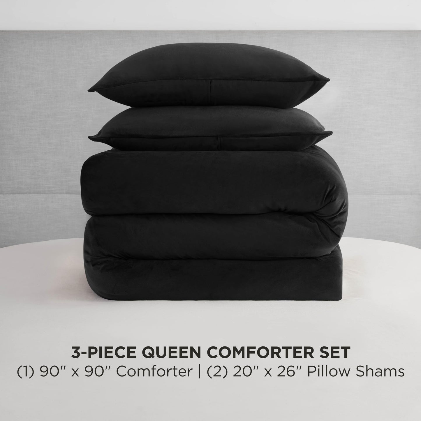Juicy Couture Black Velour Full/Queen Comforter Set - 3 Piece Luxury Bedding Ensemble