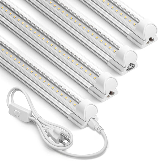 Barrina 5000K 2FT LED Shop Light, 3000LM, 20W, T8 Shop Lights for Garage, Workbench, Cabinet, Workshop, Room, LED Tube Lights, Linkable Ceiling Light Fixture with Built-in ON/Off Switch, ETL, 4 Packs