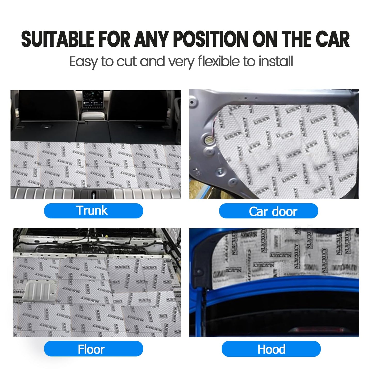 NLXCXUCY 33 Pcs 80mil (2mm) 36 sqft(3.4 sqm) Car Sound Deadening Mat,Butyl Automotive Sound Deadener,Noise Insulation and Vibration Dampening Material with Silicone Bumps Gloves