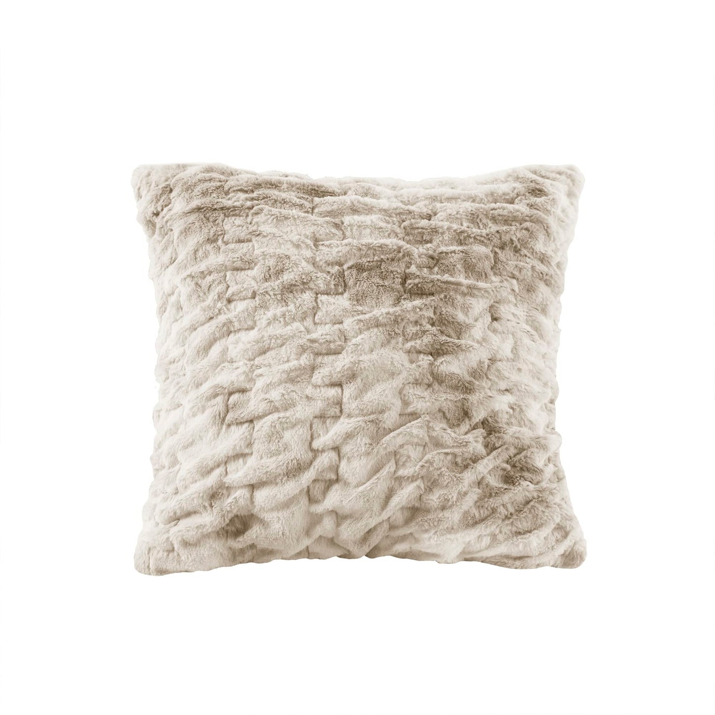 Comfort Spaces Ruched Faux Fur Plush Throw Blanket and Pillow Set with 2 Matching Square Pillow Covers Sofa Throw Blanket for Living Room, Chair, Couch, Home Office Fuzzy Soft Tan Tie Dye 50"x 60"
