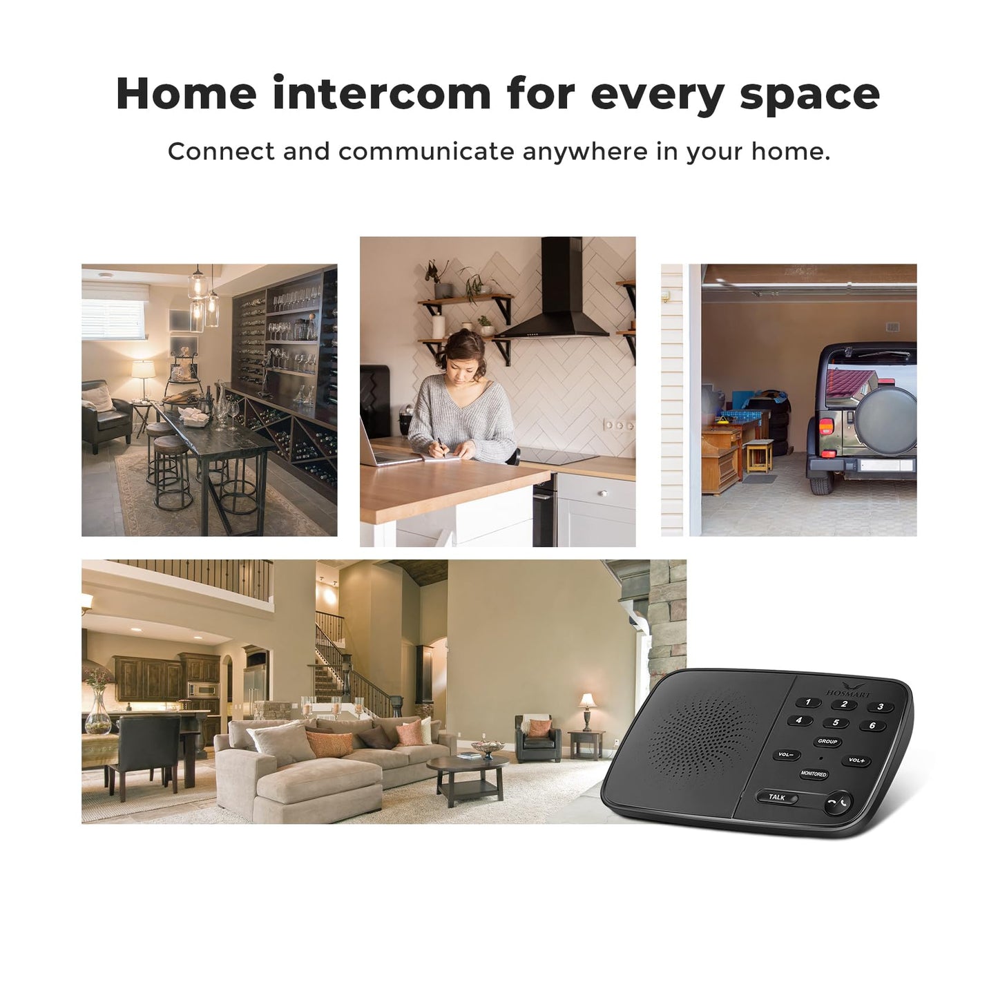 Hosmart UltraSpeak Pro Intercoms Wireless for Home, 2024 Two-Way Real-time Intercom Full Duplex Wireless Intercom System for Home Use, House Intercom System for Business with 1200 Feet Range