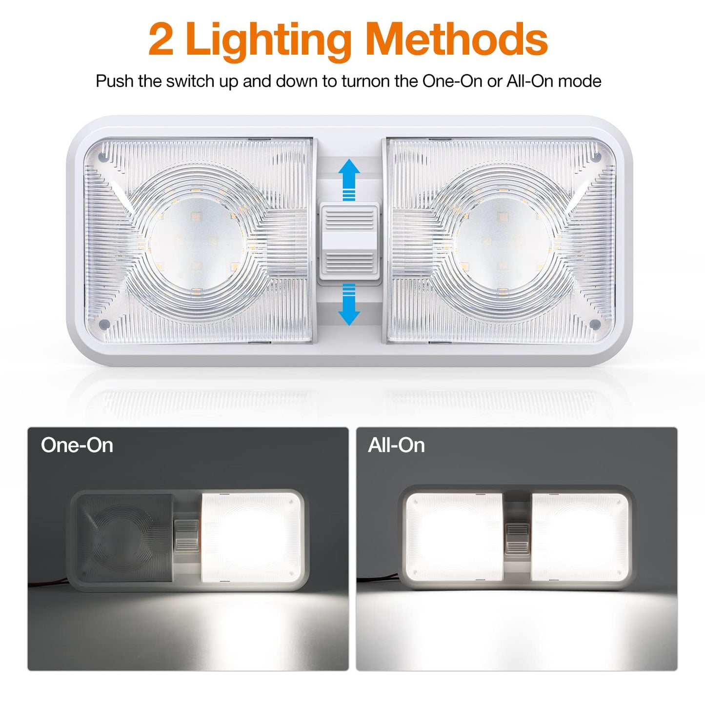 Aaleds RV Lights Interior, 12 Volt Led Lights 1000LM, Camper Lights 8W, RV Led Lights Interior Fixtures 12V, RV Ceiling Dome Light with Switch for RV/Camper/Trailer/Boat/Car (Natural White, 8Pack).