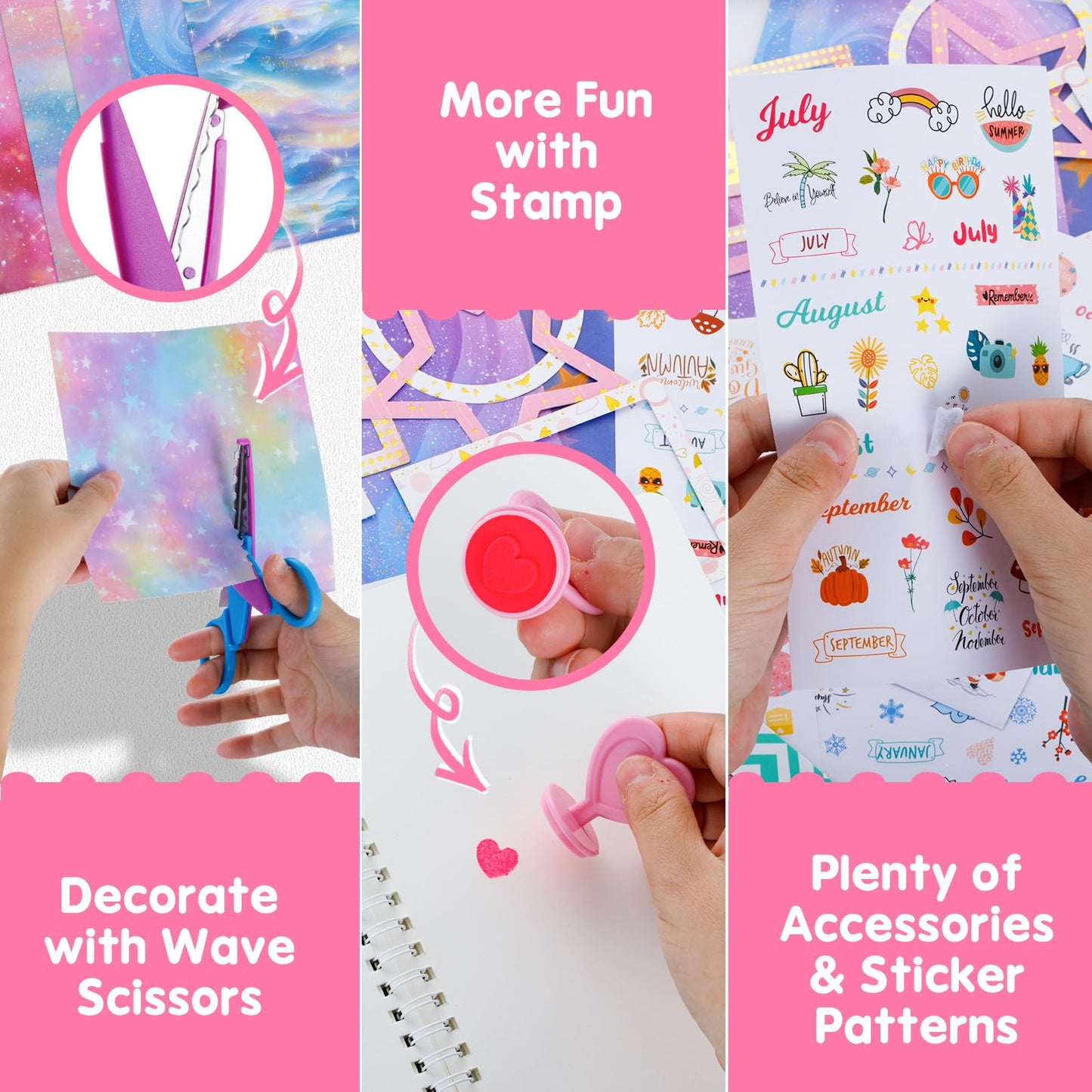Poaoed 2-Pack DIY Journal Kit for Girls Ages 8 9 10 11 12 13 14, Scrapbook & Diary Supplies, Journaling Kit Arts and Crafts Journal Set for Teens and Tweens, Birthday & Christmas Gifts