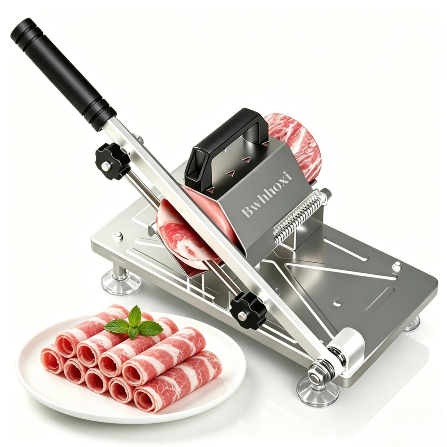 Manual Frozen Meat Slicer, Upgraded Stainless Steel Meat Cutter for Beef Mutton Bacon Home Food Slicing Machine for Hot Pot BBQ sandwiches pizza