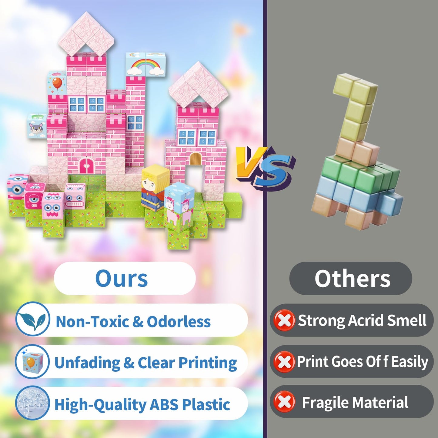 WSHIMIN 100 PCS Magnetic Building Blocks for Kids Ages 4-8, Princess Castle Garden Magnet STEM Sensory Toys-Magnetic Castle Princess, Christmas Birthday Gifts Toy for Girls & Boys 3+ Ages