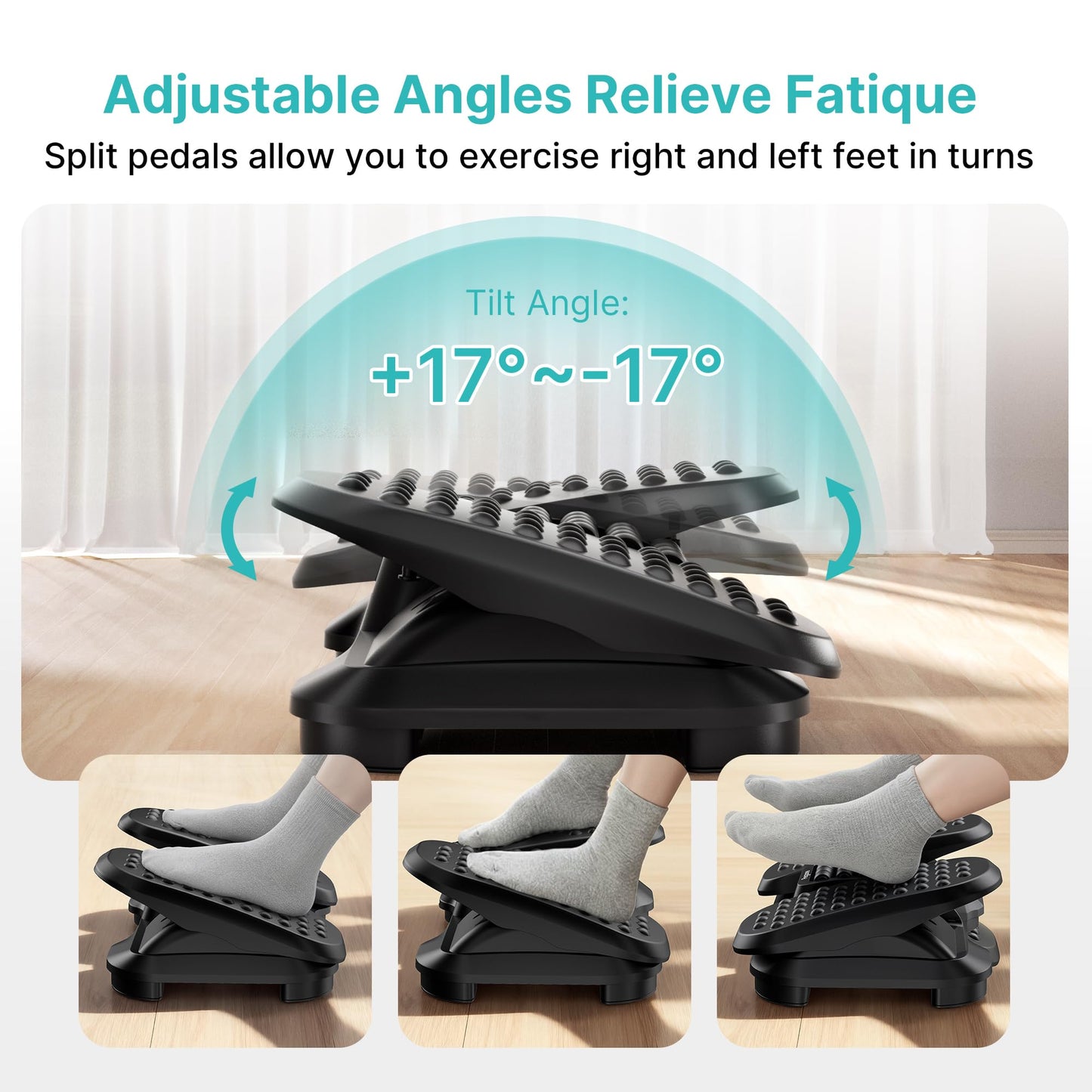 PEGZONE Foot Rest Under Desk with Massage Texture and Roller, Ergonomic Foot Stool with 2 Height Position, Adjustable Foot Rest for Under Desk at Work, Black