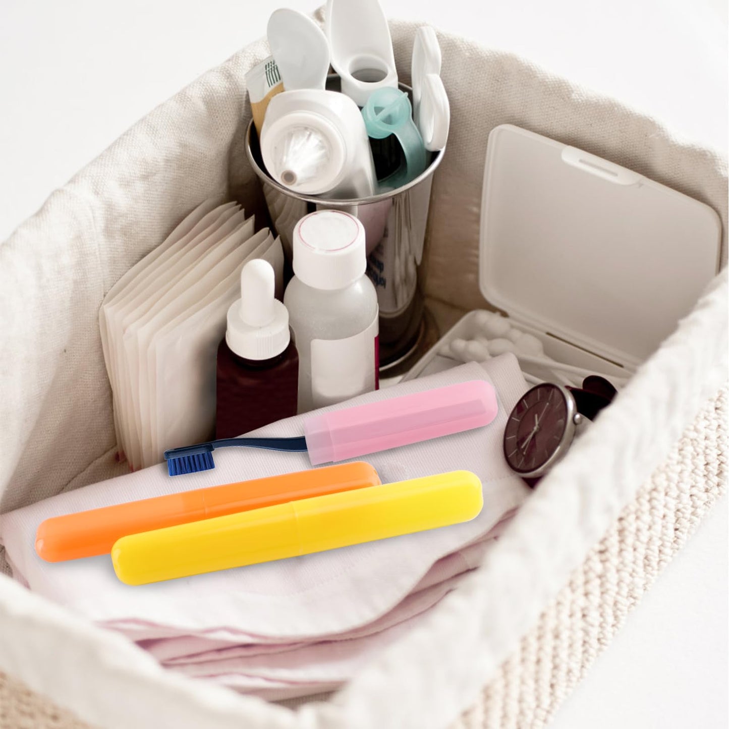 NICEMOVIC 120 Pieces Travel Toothbrush Holder, Toothbrush Travel Case Bulk, Portable Plastic Dust Proof Breathable, Toothbrush Holder for Travel Bathroom Indoor Outdoor Travel Trip Camping School
